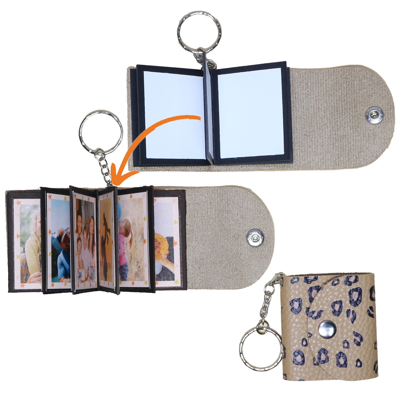 Mini Photo Keychain,Picture Keychains (White) Personalized Album for Family, Boyfriend, Couples, Dog, Friends - uniqicon