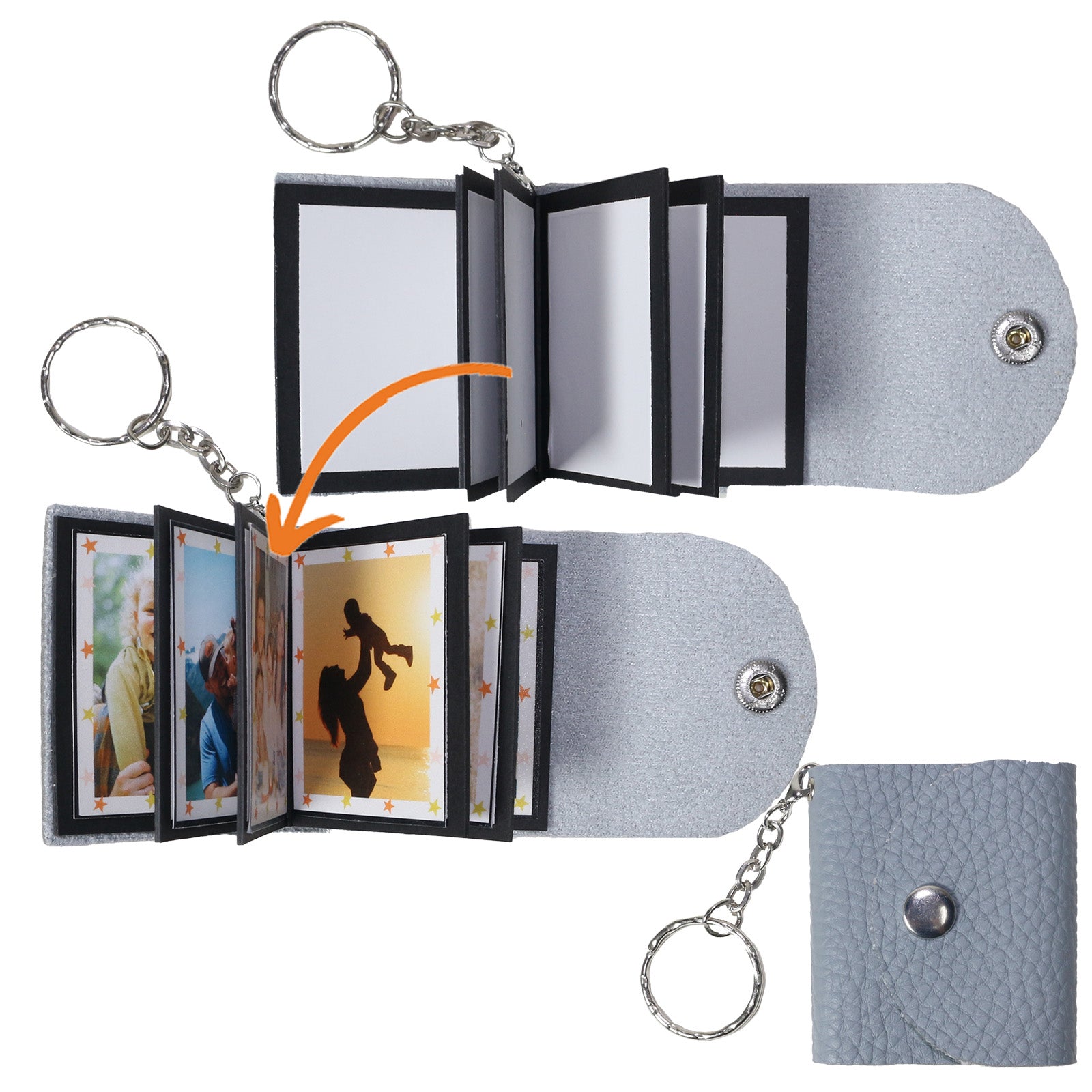 Mini Photo Keychain,Picture Keychains(Light Brown) Personalized Album for Family, Boyfriend, Couples, Dog, Friends - uniqicon