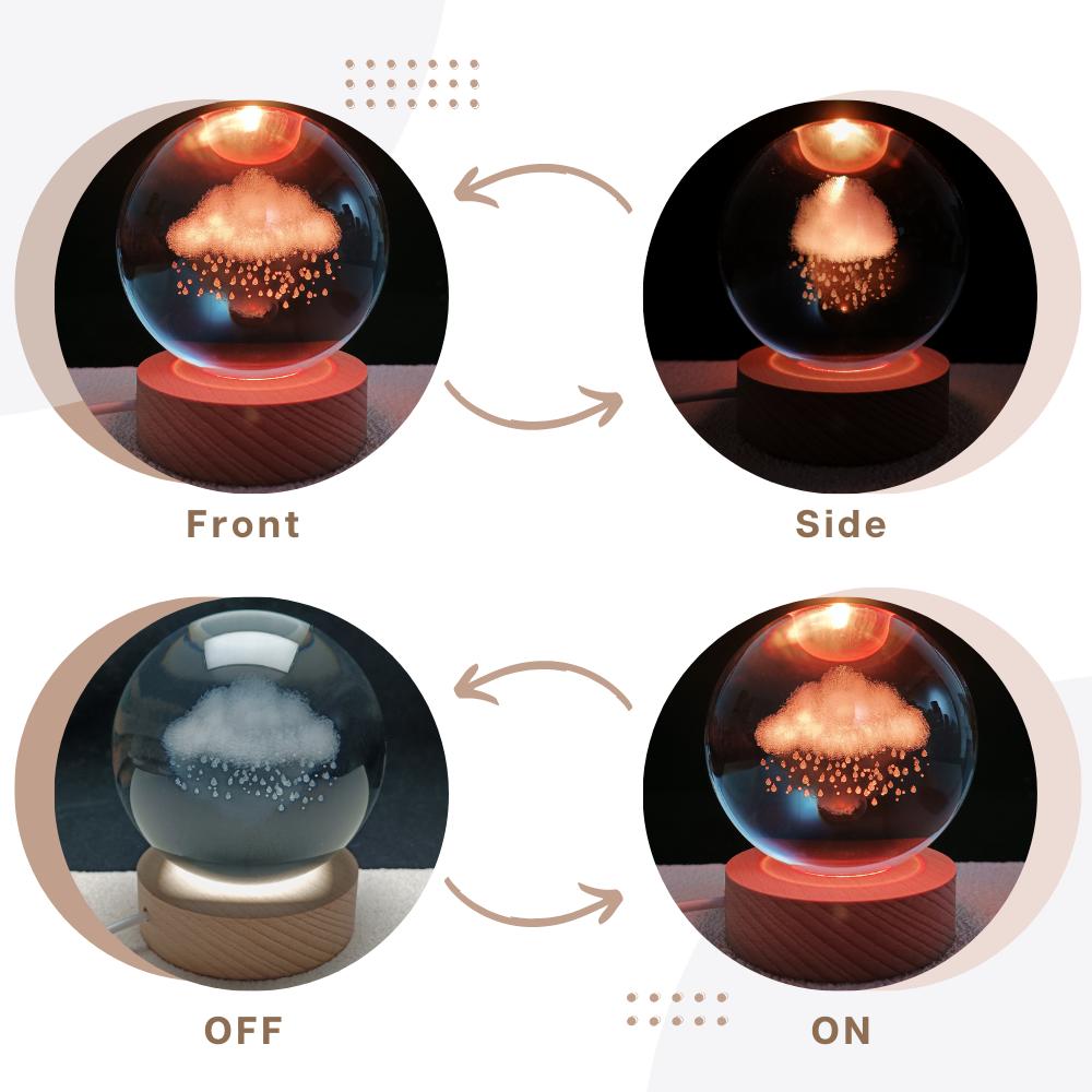 3D Engraving Crystal Ball Cloud LED Light Voice Message Gift Birthday Anniversary Valentine Christmas Graduation Friend Souvenir Corporate Award Recognition Appreciation - uniqicon