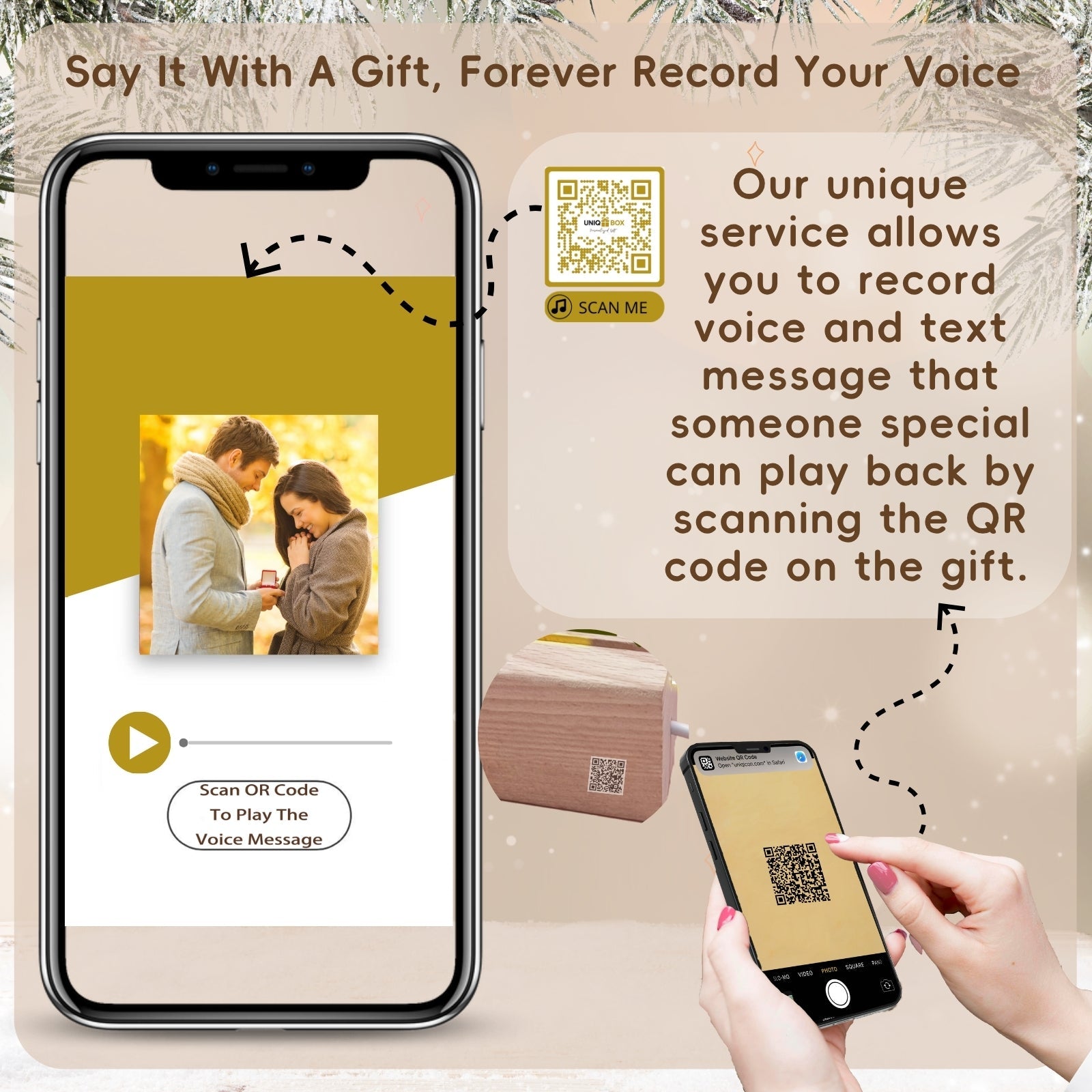 Christmas Tree Gift Night Light with Wooden Base, Personalised Photo LED Lamp, Customised Family Photo Keepsake for Dad Daddy Mum Grandma from Son Daughter Kids, Unique Acrylic Home Decor for Couple - uniqicon