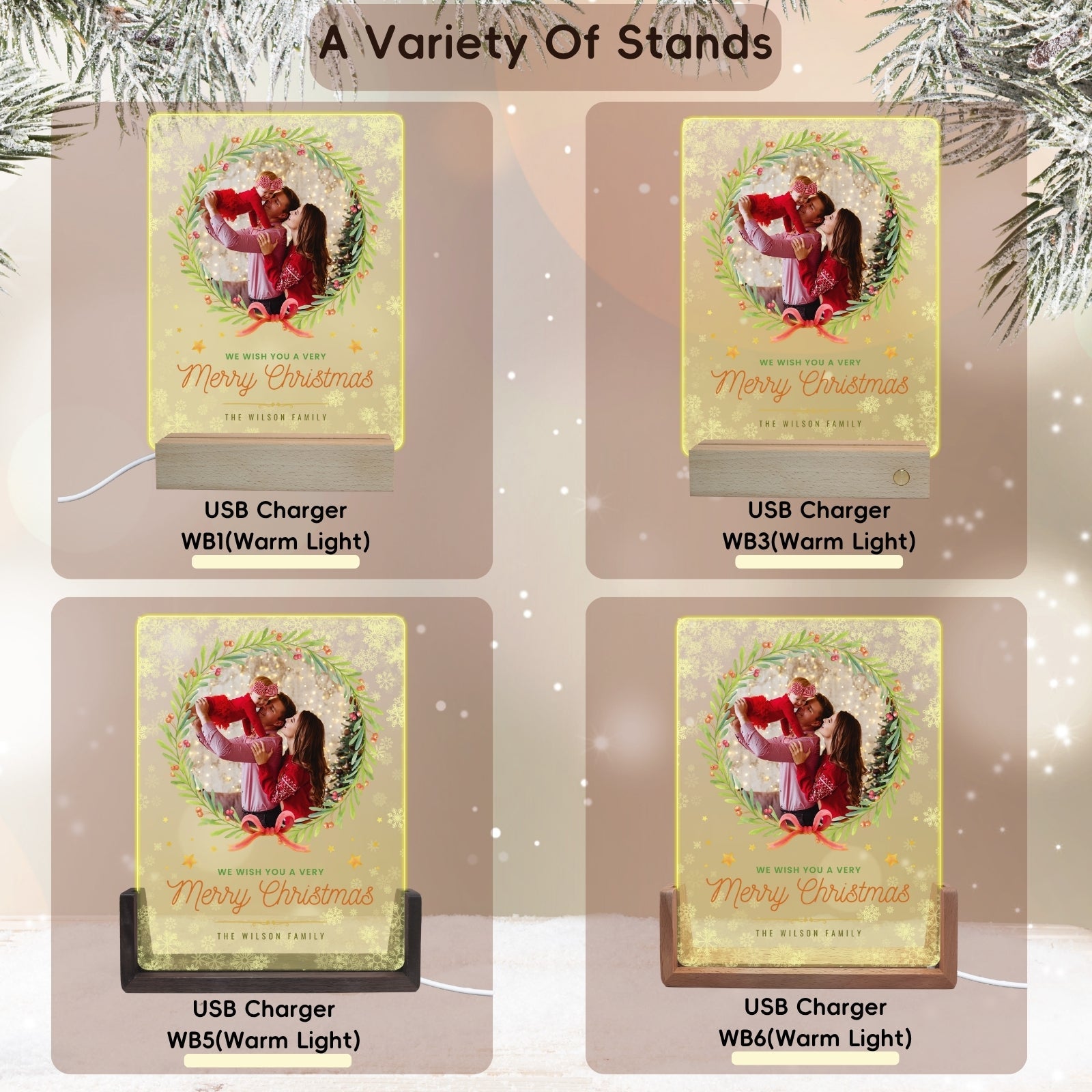 Customised Photo Night Light with Base, Christmas Light Lamp for Son Daughter Kids from Dad Mum, Personalised LED photo night light,Christmas Anniversary Birthday Gift for Her Him Grilfriend Boyfriend - uniqicon