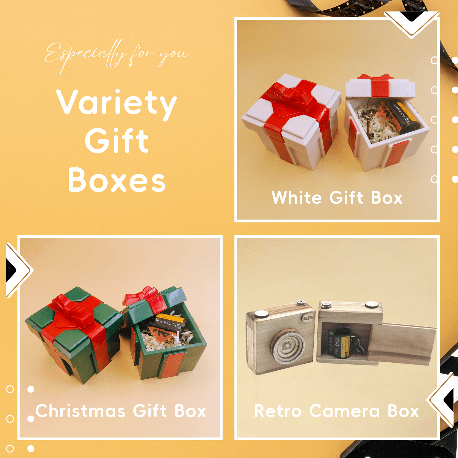 Personalized Customized Memory Retro Camera Film HD Photo Album Film Roll Keychain F1 Voice Message Creative Birthday Valentine Christmas Graduation Friend Anniversary Gift Souvenir Customized Handmade - uniqicon