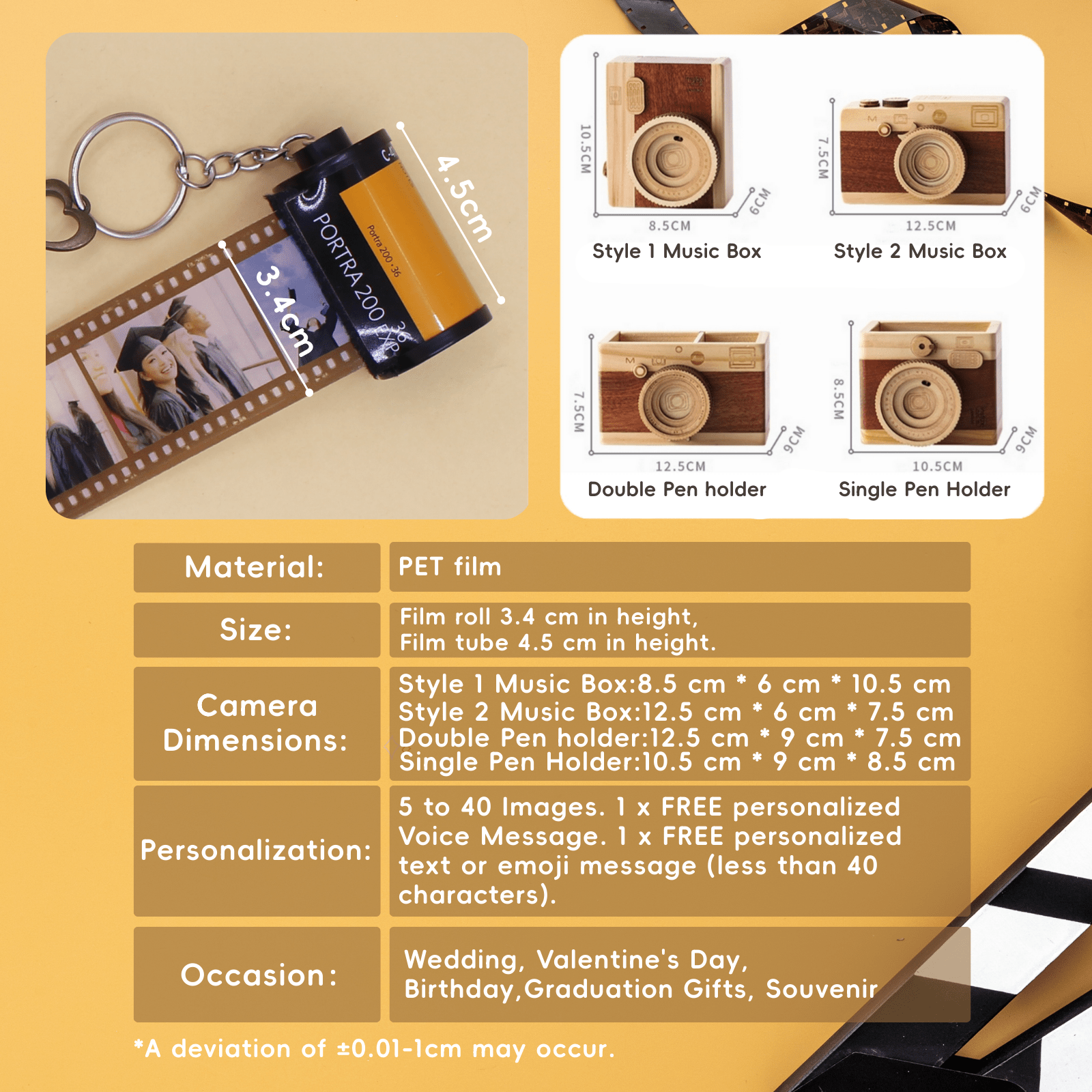 Personalized Customized Memory Retro Camera Film HD Photo Album Film Roll Keychain F2 Voice Message Creative Birthday Valentine Christmas Graduation Friend Anniversary Gift Souvenir Customized Handmade - uniqicon