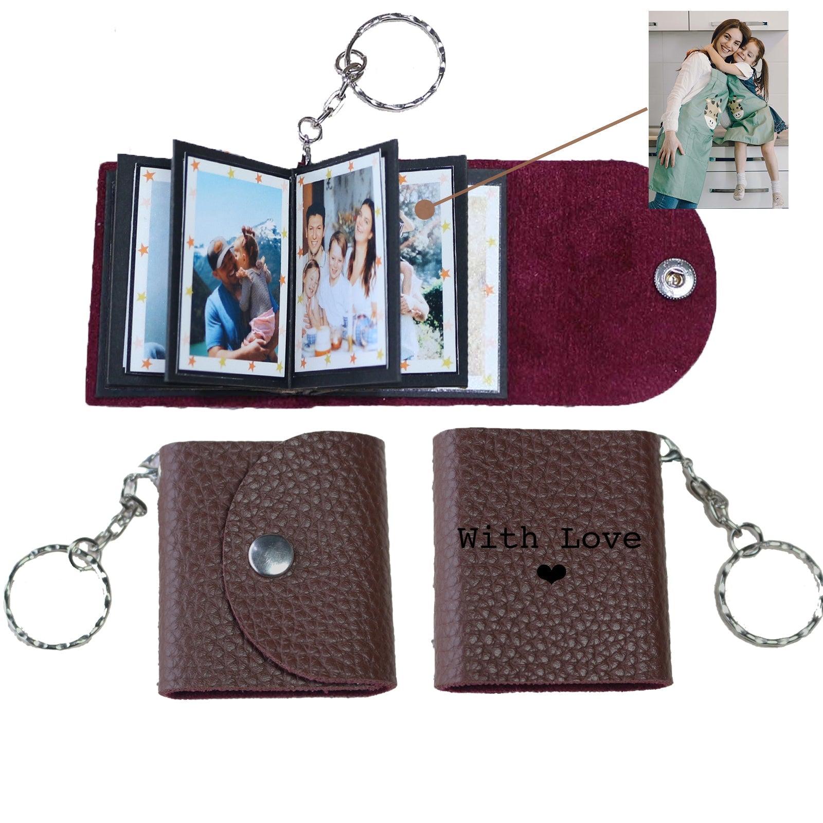 Personalized Mini Photo Keychain, Picture Keychains Personalized Album, Mini Cute Key Ring Keychain with Picture Book for Family, Boyfriend, Couples, Dog, Friends - uniqicon