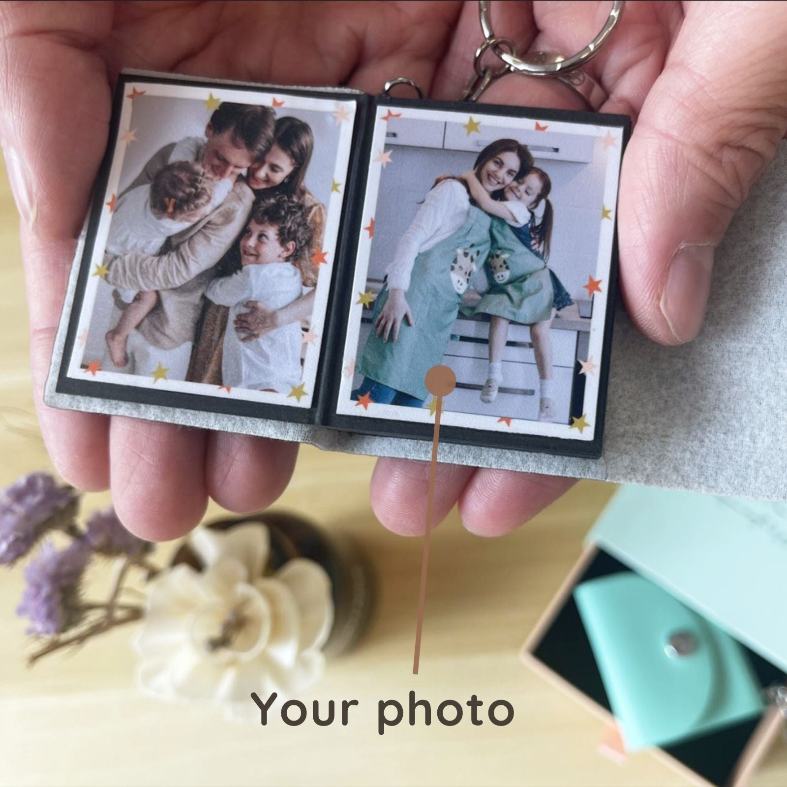 Personalized Mini Photo Keychain,Picture Keychains(Black) Personalized Album, Mini Cute Key Ring Keychain with Picture Book for Family, Boyfriend, Couples, Dog, Friends - uniqicon