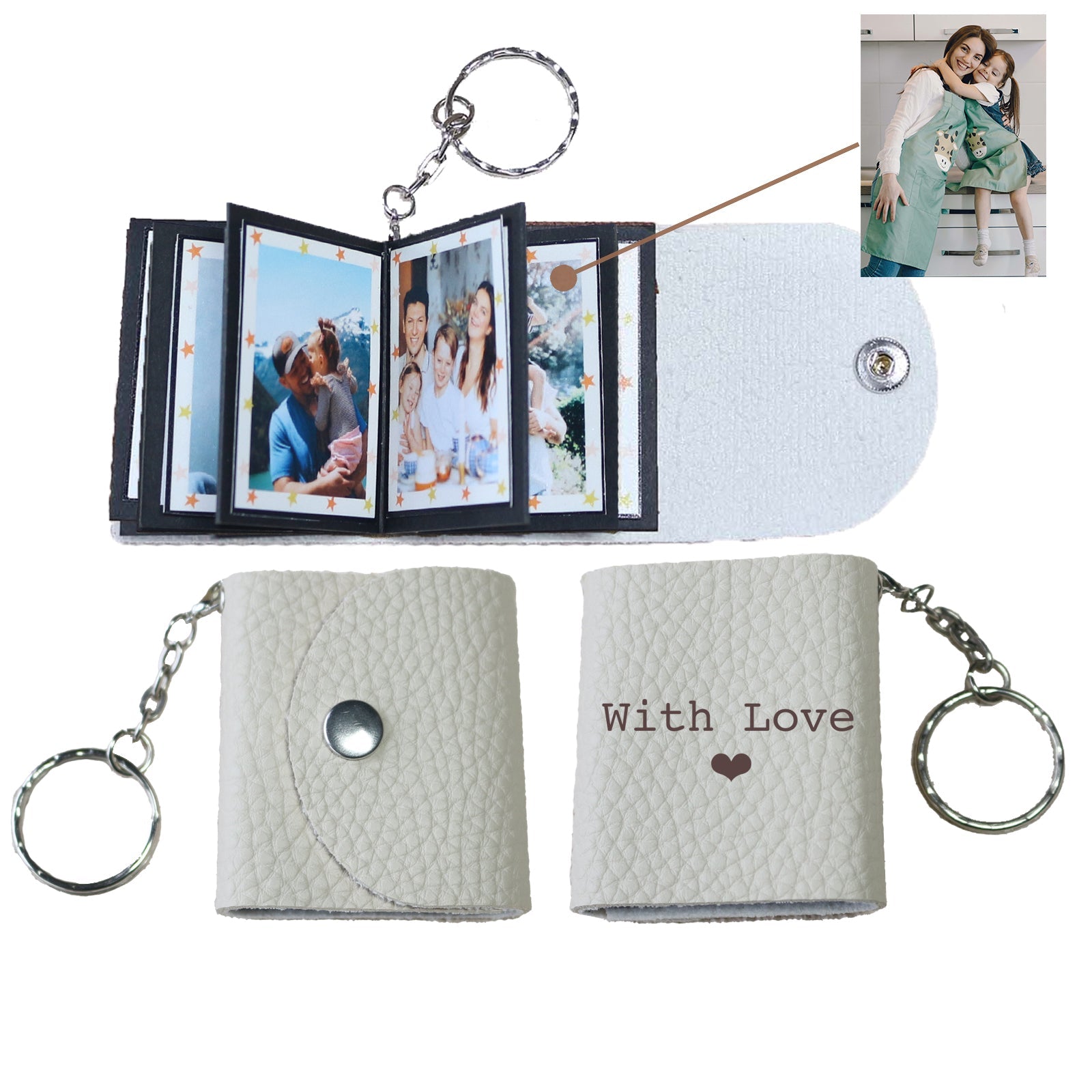 Personalized Mini Photo Keychain,Picture Keychains(Red) Personalized Album, Mini Cute Key Ring Keychain with Picture Book for Family, Boyfriend, Couples, Dog, Friends - uniqicon