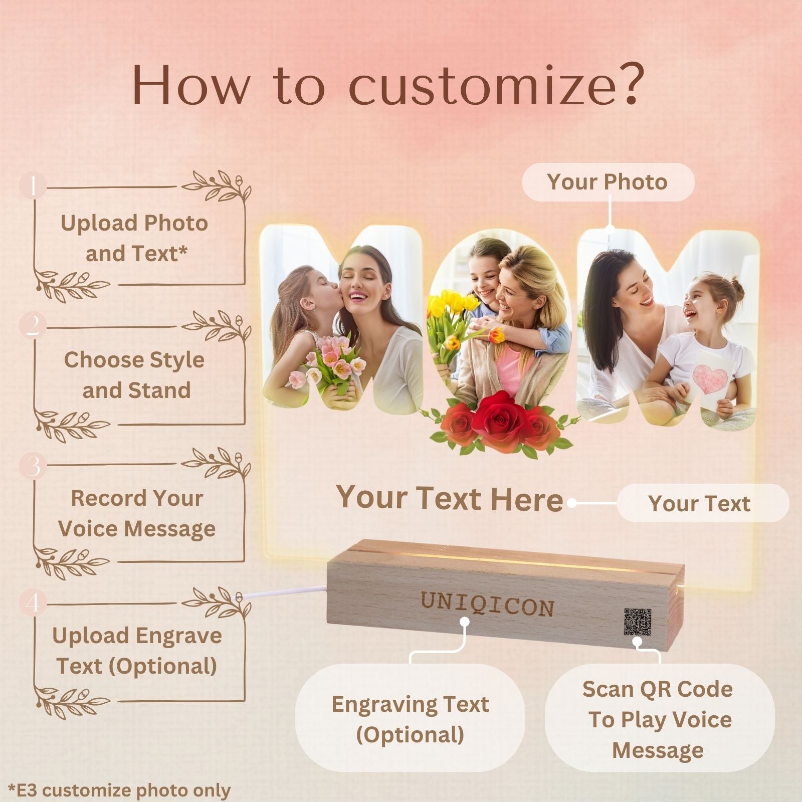 Uniqicon Mothers Day Gifts Mother in Law Gifts for Mom Thankgiving Gifts Custom Acrylic Photo Frame Plaque Desk Decorative Sign Present for Home Room Office - uniqicon